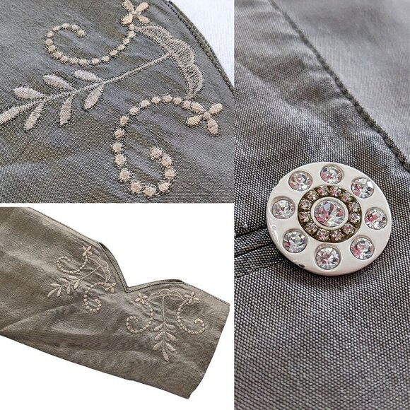 Rare NWT Vtg Y2K MAX NUGUS Haute Couture Bronze Art Deco Silk Skirt Suit Sz 8 - Picture 4 of 9